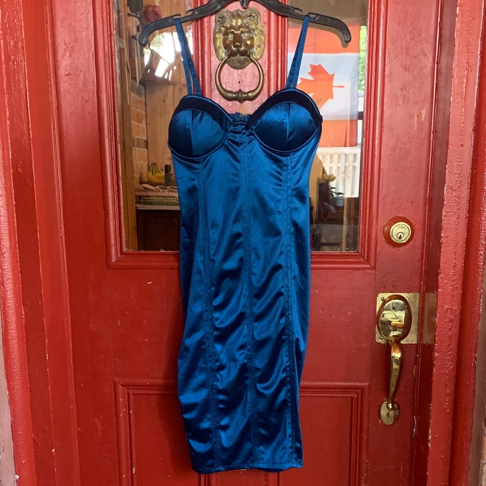 Revamped Teal Satin Chemise